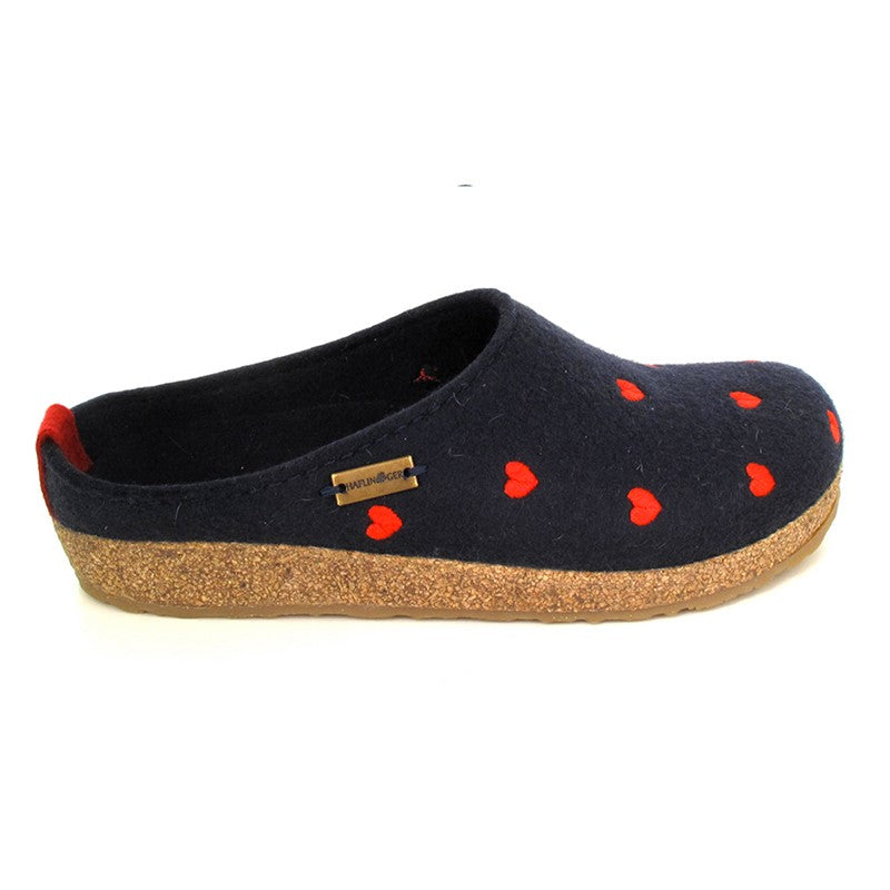 Haflinger Cuoricini Donna Sabot In Feltro Lana Cotta