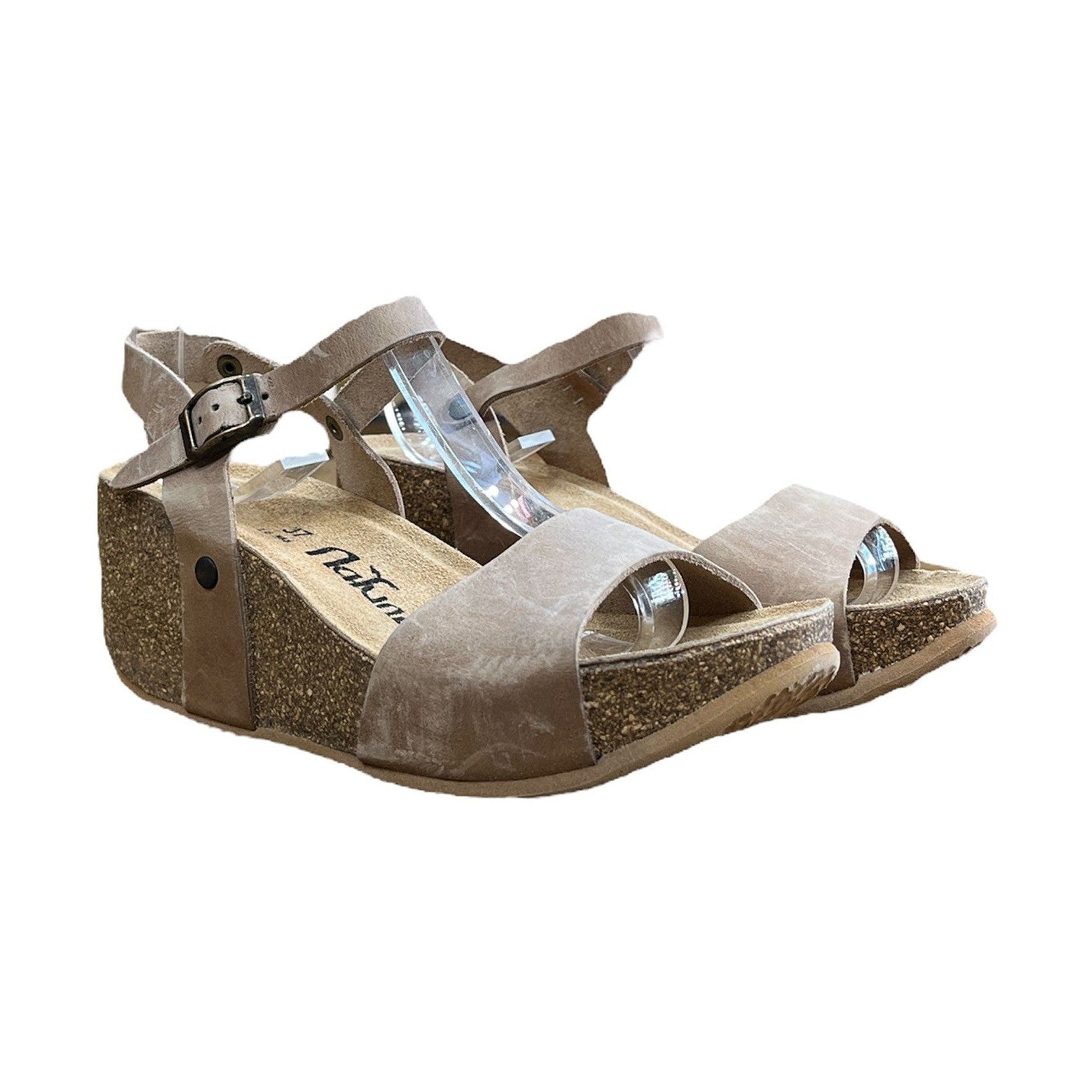 CH10 - NATUNED Sandalo a fascia larga con cinturino regolabile e zeppa da donna plantare in lattice anatomico comfort