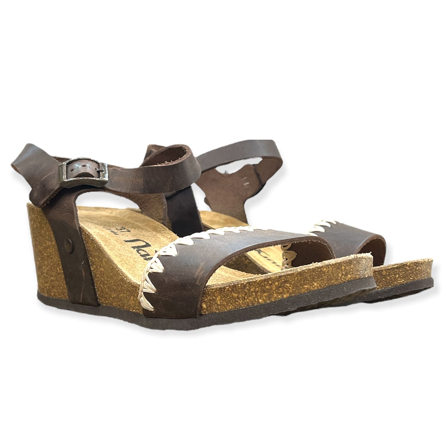 CH19 - Sandalo a fascia larga con cinturino regolabile e zeppa da donna plantare in lattice anatomico comfort