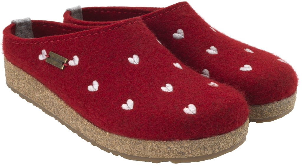 Haflinger Cuoricini Donna Sabot In Feltro Lana Cotta