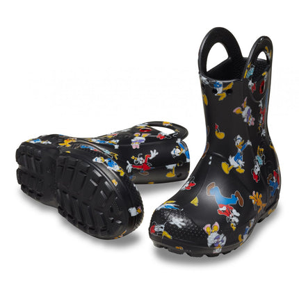 Crocs Mickey Friends Handle It K stivale pioggia bambini nero con stampa Disney multicolore 
