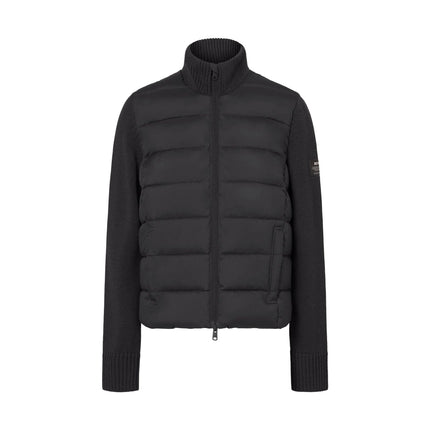 Ecoalf Denali Without Hood Hybrid Jacket Woman black detail with two way zipper
