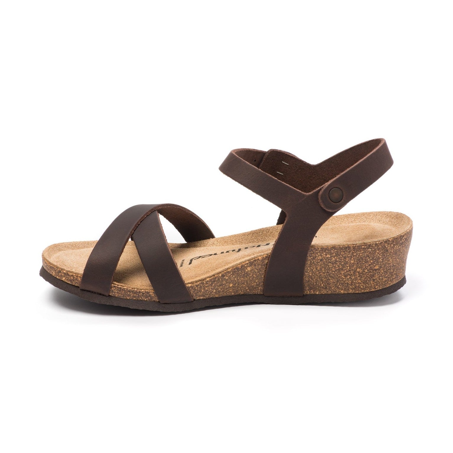 CH11 Sandalo a fasce incrociate con cinturini regolabili e zeppa da donna NATUNED plantare in lattice anatomico comfort