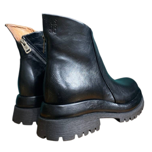 A.S.98 B51215 stivaletti in pelle dettaglio zip laterale e cuciture marcate