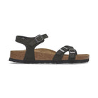 Sandalo Birkenstock Kumba donna in pelle Nubuck vellutata con cinturini incrociati e plantare morbido vista laterale