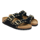 Birkenstock Arizona Rivet donna pelle scamosciata nera vista angolata due fasce