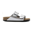 Vista laterale sandalo Birkenstock Arizona in Birko-Flor con suola in EVA flessibile.
