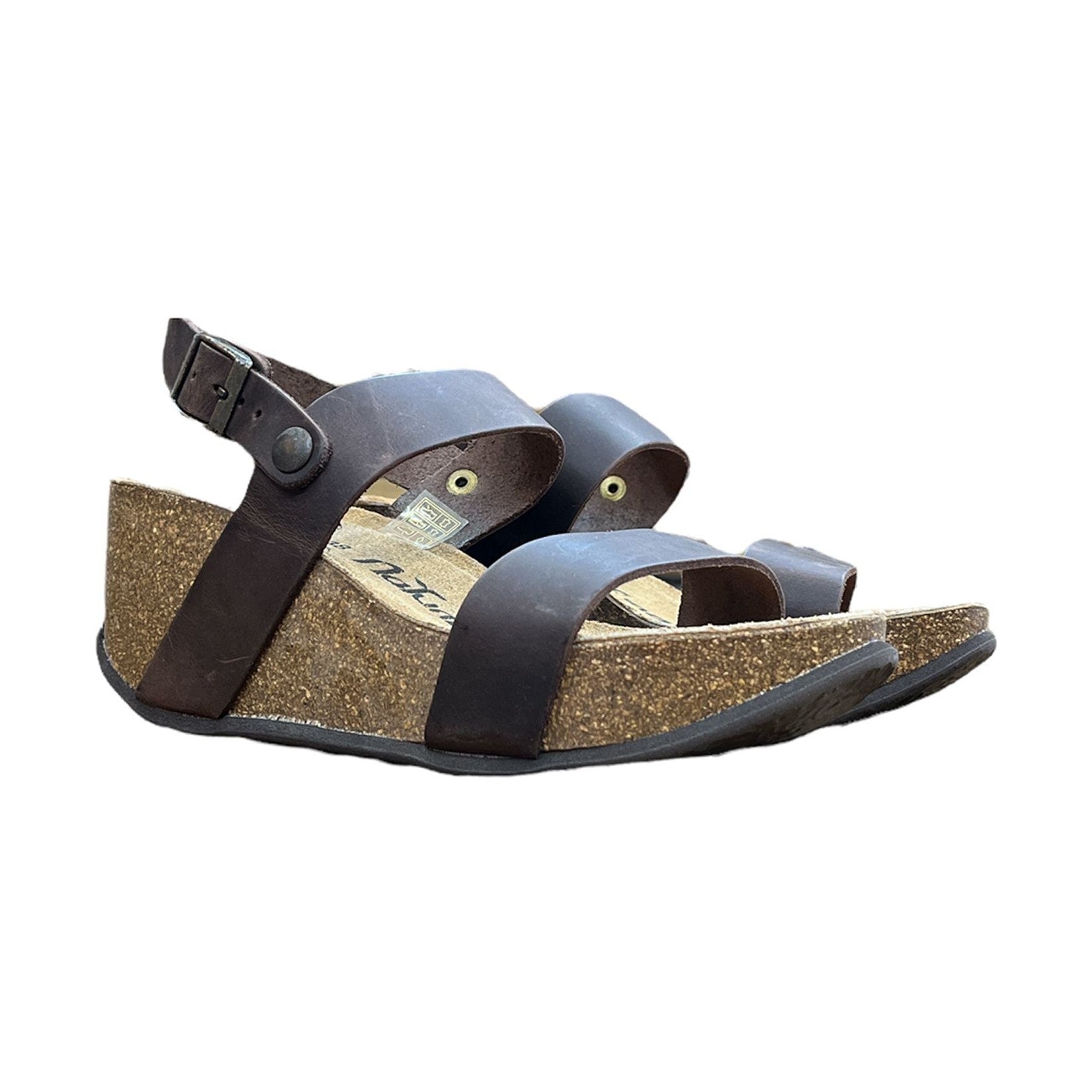 CH22 - Sandalo a fasce con cinturini regolabili e zeppa da donna NATUNED plantare in lattice anatomico comfort