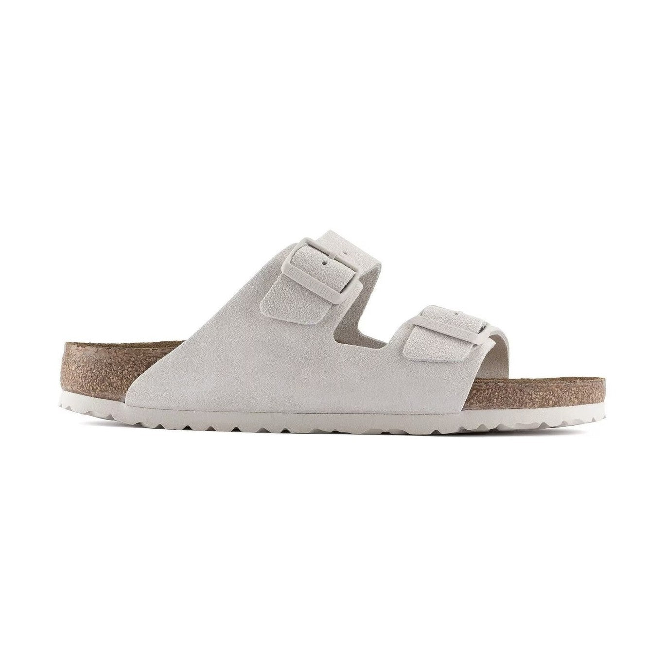 Sandalo Birkenstock Arizona donna in pelle scamosciata vellutata con plantare morbido vista laterale