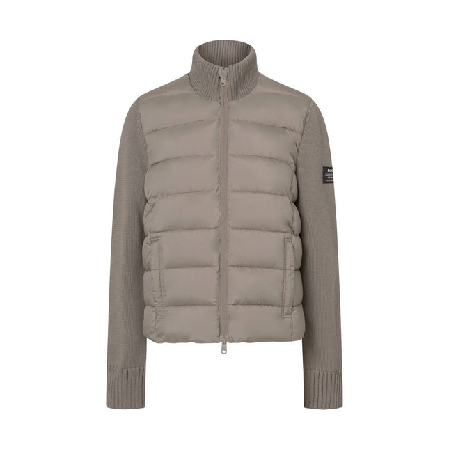 Ecoalf Denali Without Hood Hybrid Jacket Woman dune front view sustainable winter coat
