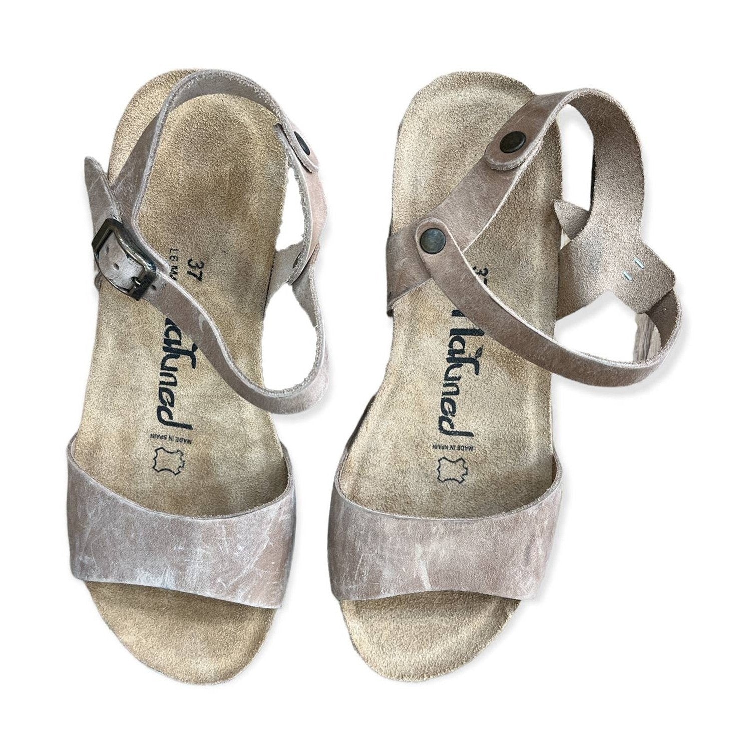 CH10 - NATUNED Sandalo a fascia larga con cinturino regolabile e zeppa da donna plantare in lattice anatomico comfort