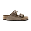 Sandalo Birkenstock Arizona Soft Footbed unisex in pelle oliata sand vista laterale