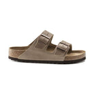 Sandalo Birkenstock Arizona Soft Footbed unisex in pelle oliata sand vista laterale