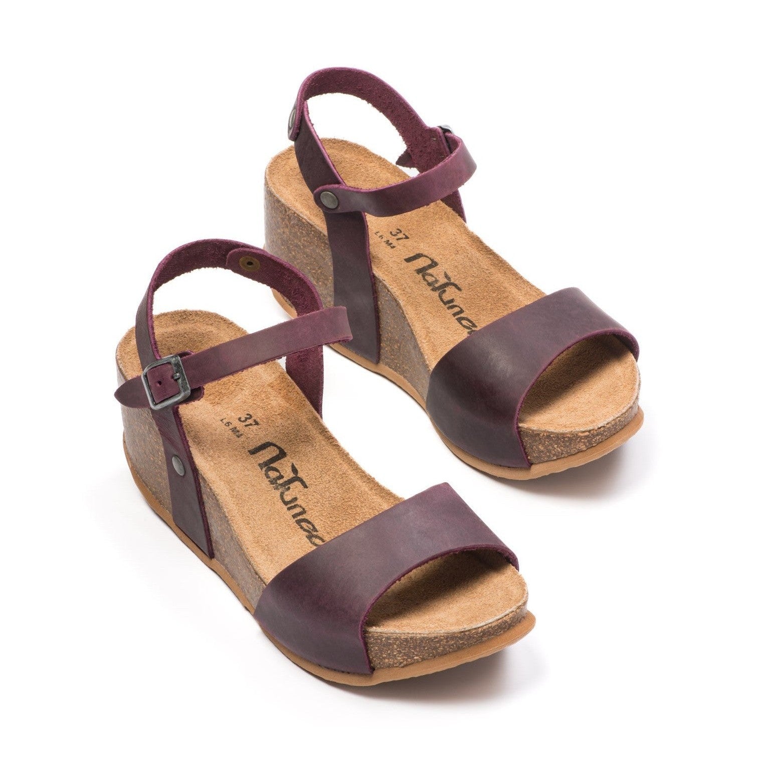 CH10 - NATUNED Sandalo a fascia larga con cinturino regolabile e zeppa da donna plantare in lattice anatomico comfort