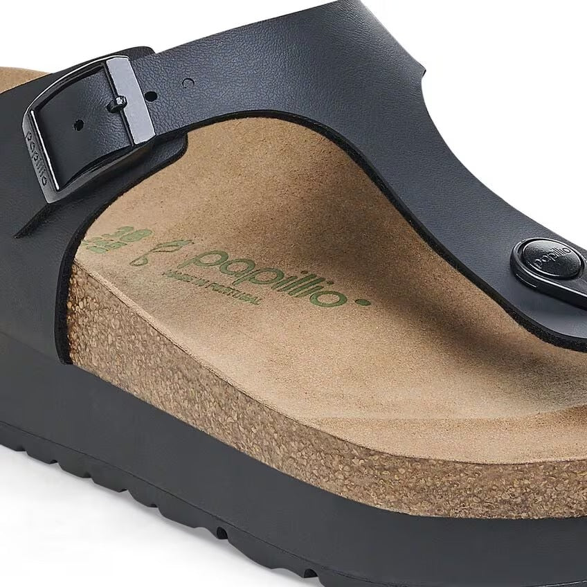 Plantare anatomico in sughero e lattice con sottopiede microfibra Birkenstock Gizeh Platform Vegan