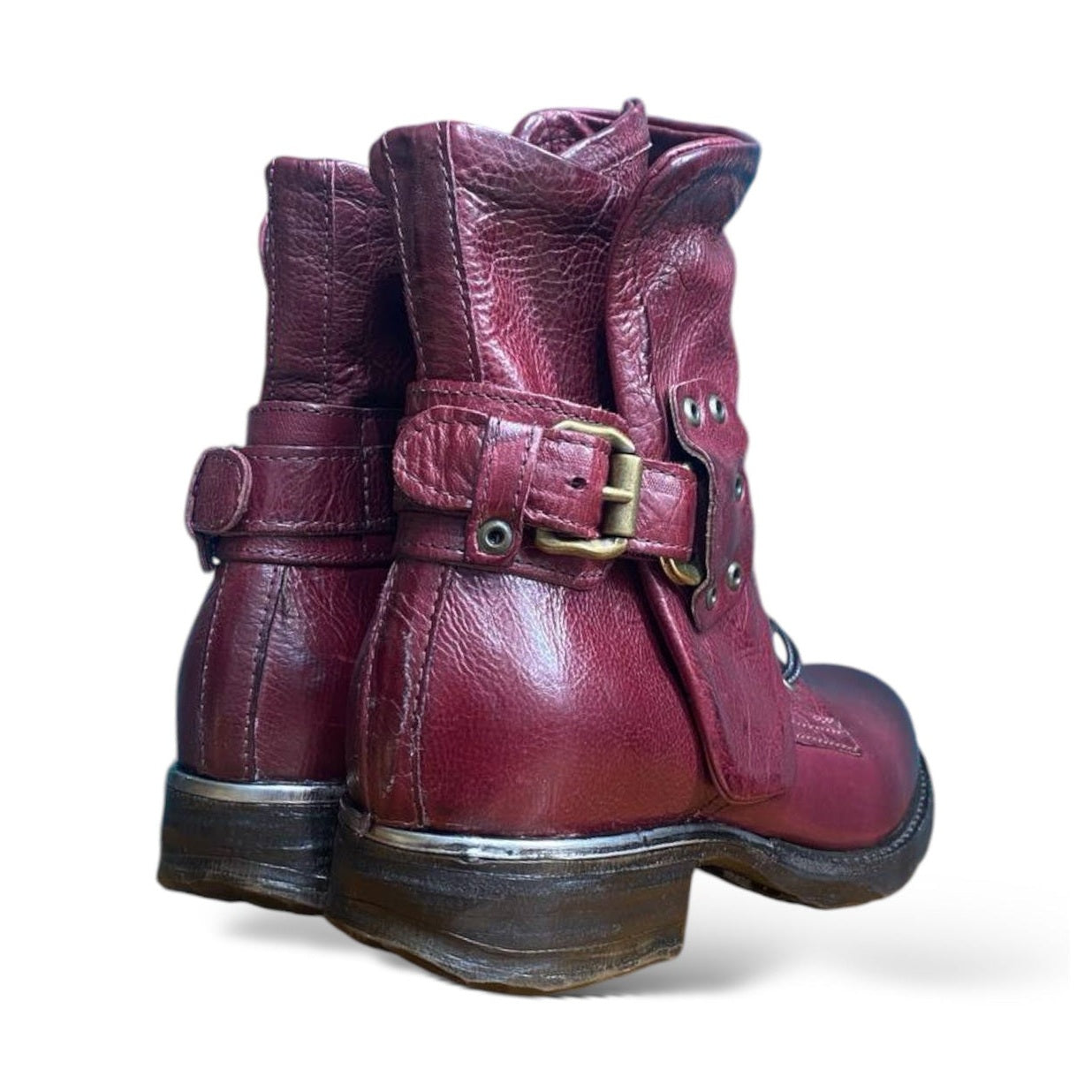 A.S.98 717204 Donna Stivaletto In Pelle Artigianale Vintage