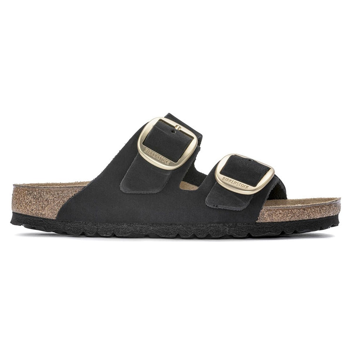 Sandalo Birkenstock Arizona Big Buckle donna in pelle Nubuck vista laterale