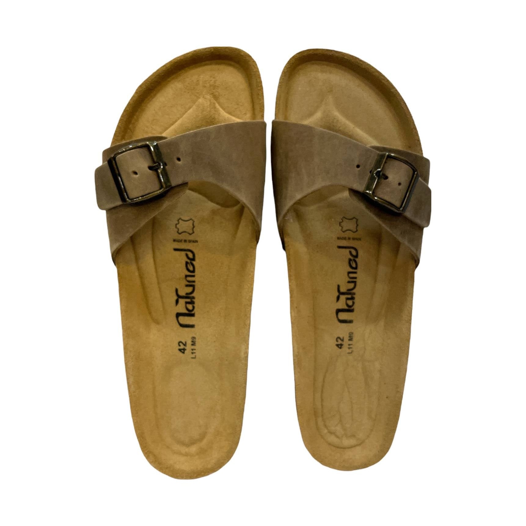 CH17-CUOIO Sandalo a fascia larga da donna e da uomo NATUNED con fibbia regolabile plantare in lattice anatomico comfort