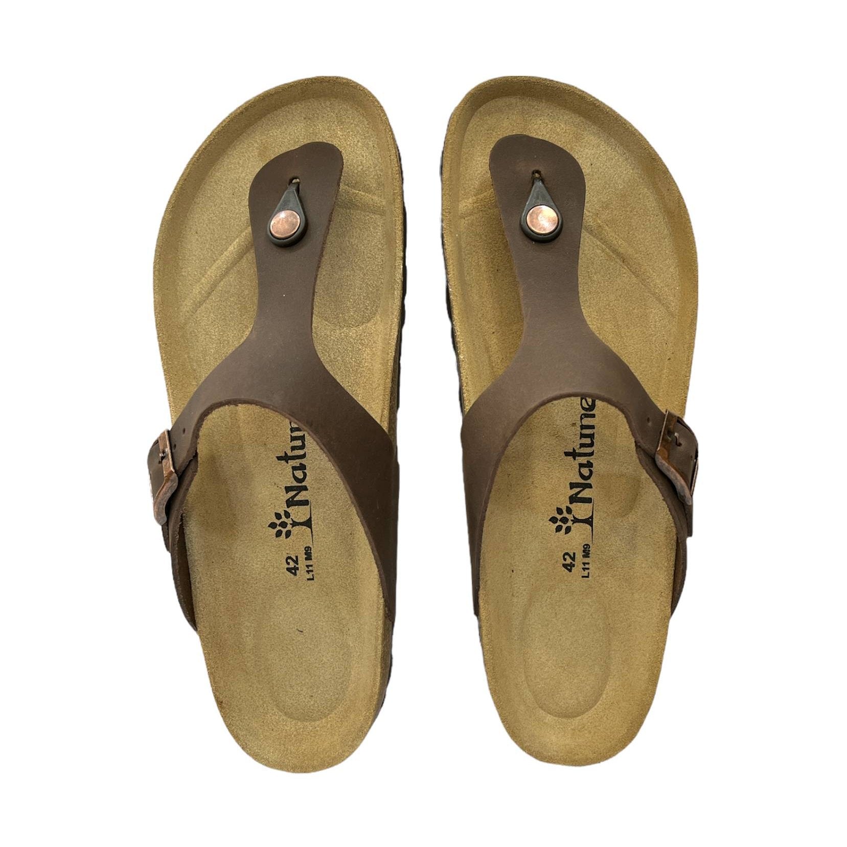 CH08 CUOIO Sandalo infradito con cinturino regolabile da donna e da uomo NATUNED plantare in lattice anatomico comfort