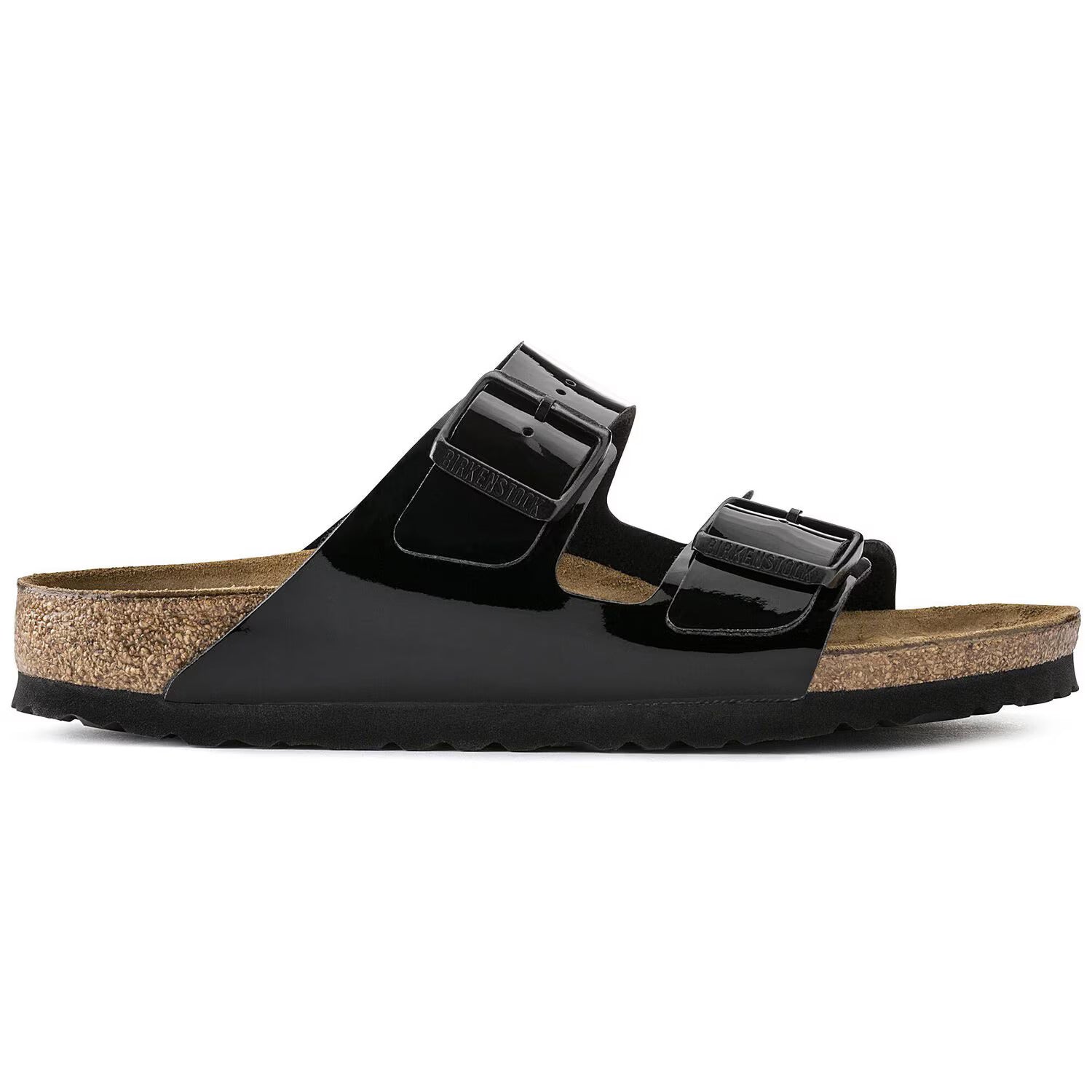 Sandalo Birkenstock Arizona Donna in Birko-Flor mostrato su sfondo bianco.