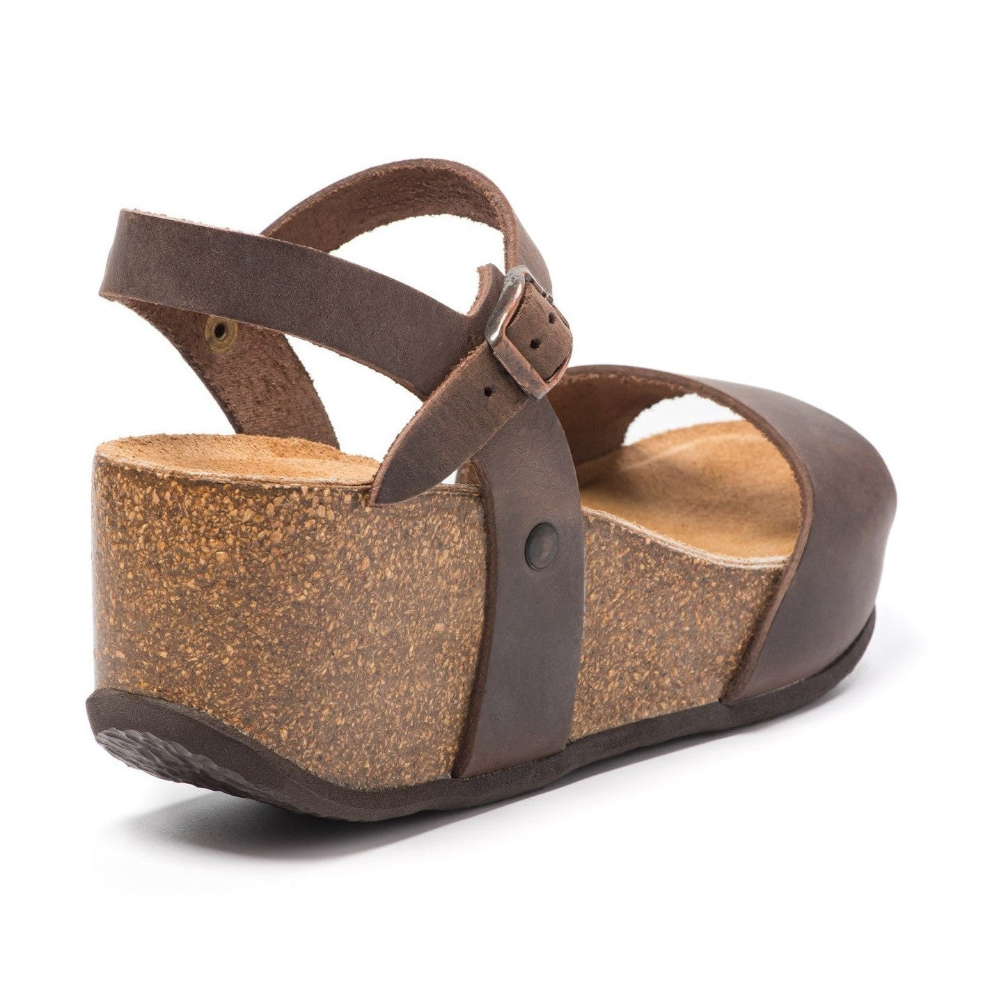 CH10 - NATUNED Sandalo a fascia larga con cinturino regolabile e zeppa da donna plantare in lattice anatomico comfort