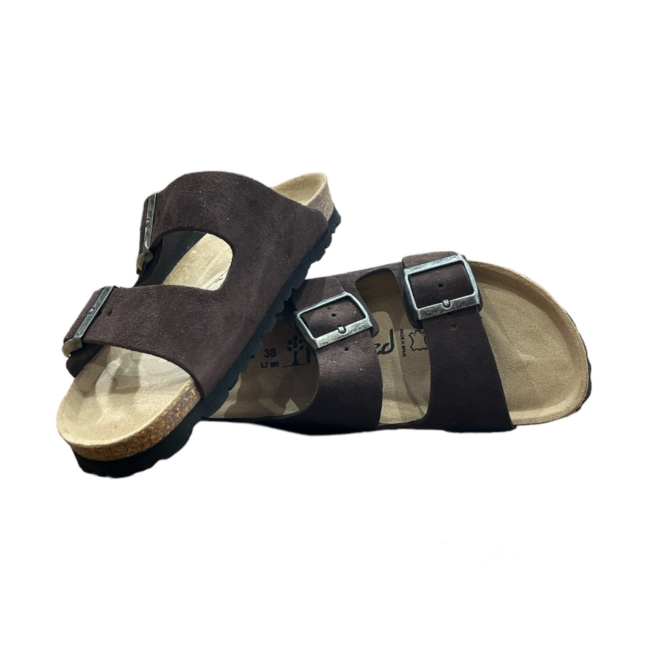 CH05 VELOUR - Sandalo a due fasce in pelle con cinturino regolabile da donna e da uomo NATUNED