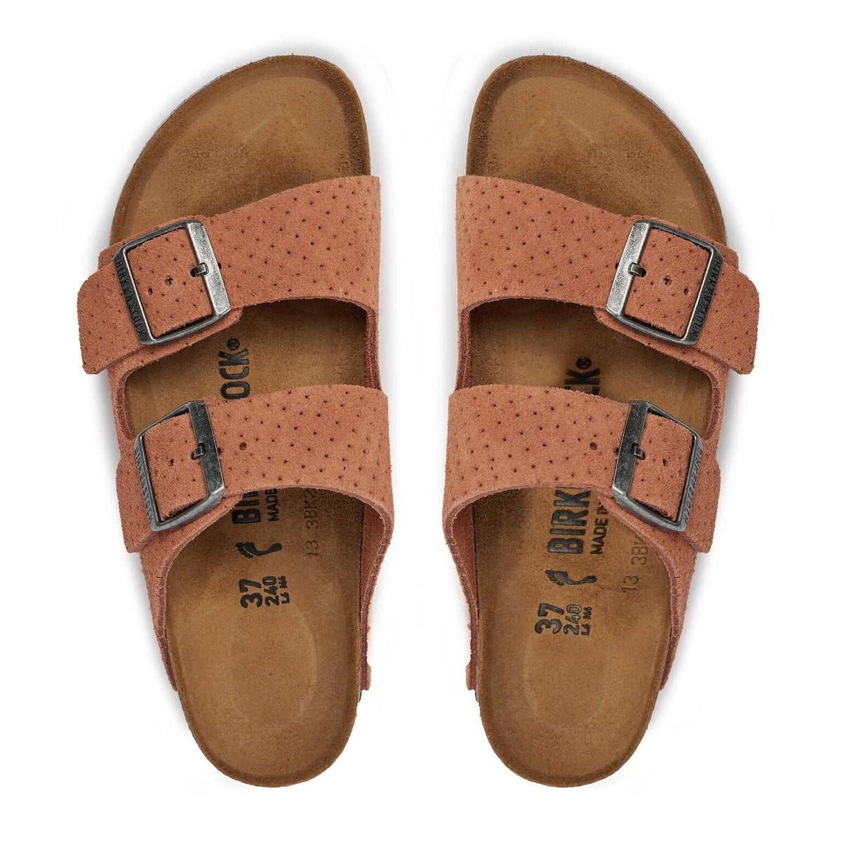 Coppia sandali Birkenstock Arizona Classic donna pelle scamosciata goffrata Made in Germany