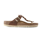 Pelle nabuk oliata a cuciture aperte con sfumature naturali Birkenstock Gizeh Braided donna