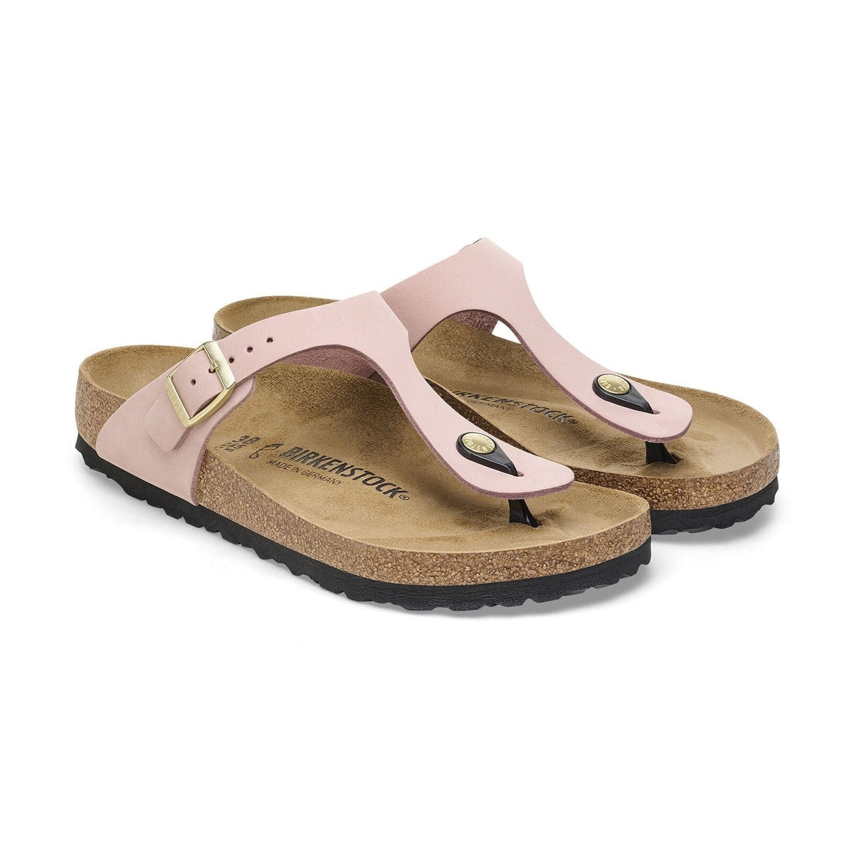 Bordo sughero naturale e dettaglio fibbia Birkenstock Gizeh Classic donna Nubuck