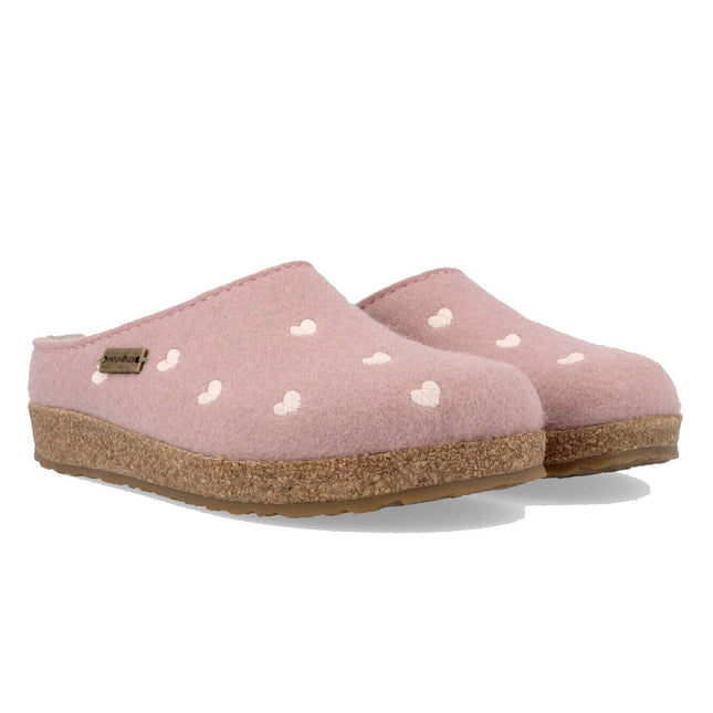Haflinger Cuoricini clog with felt insole cover for dry feet detail