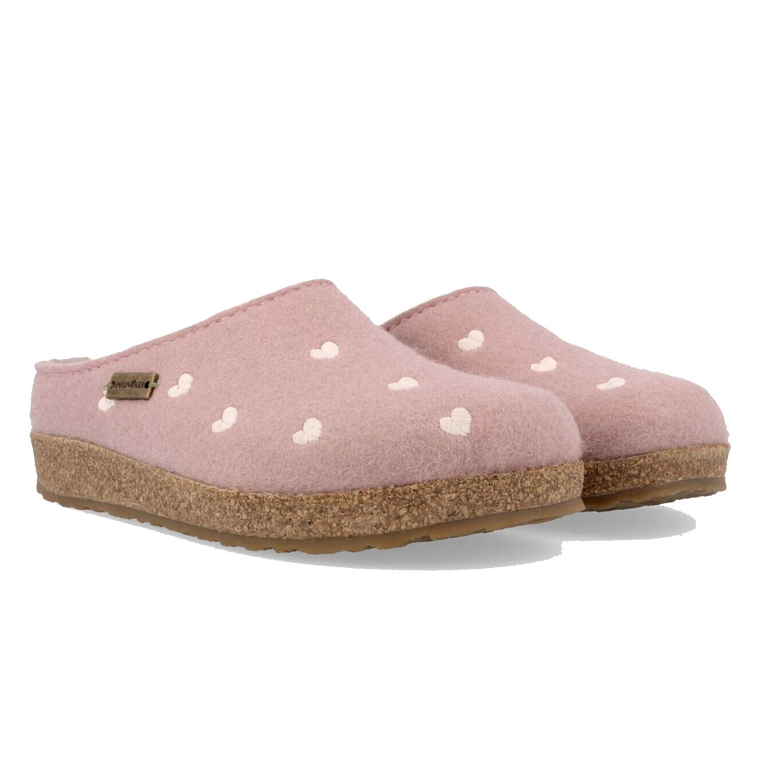 Haflinger Cuoricini Donna Sabot In Feltro Lana Cotta
