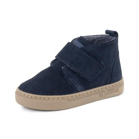 Scarpa Natural World Blas bambino in pelle con fodera in pelliccia e chiusura velcro vista laterale