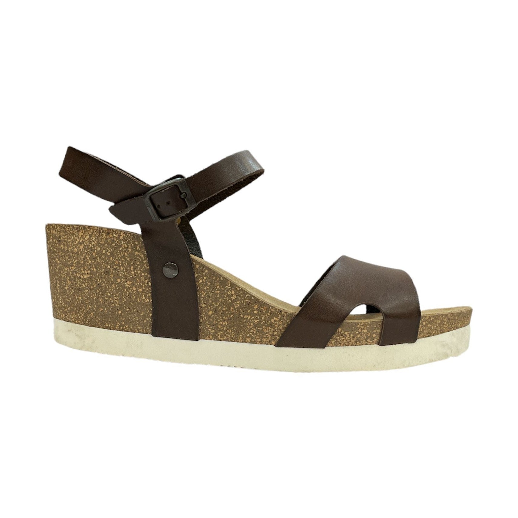 CH09 Sandalo a fascia larga con cinturino regolabile e zeppa da donna NATUNED plantare in lattice anatomico comfort