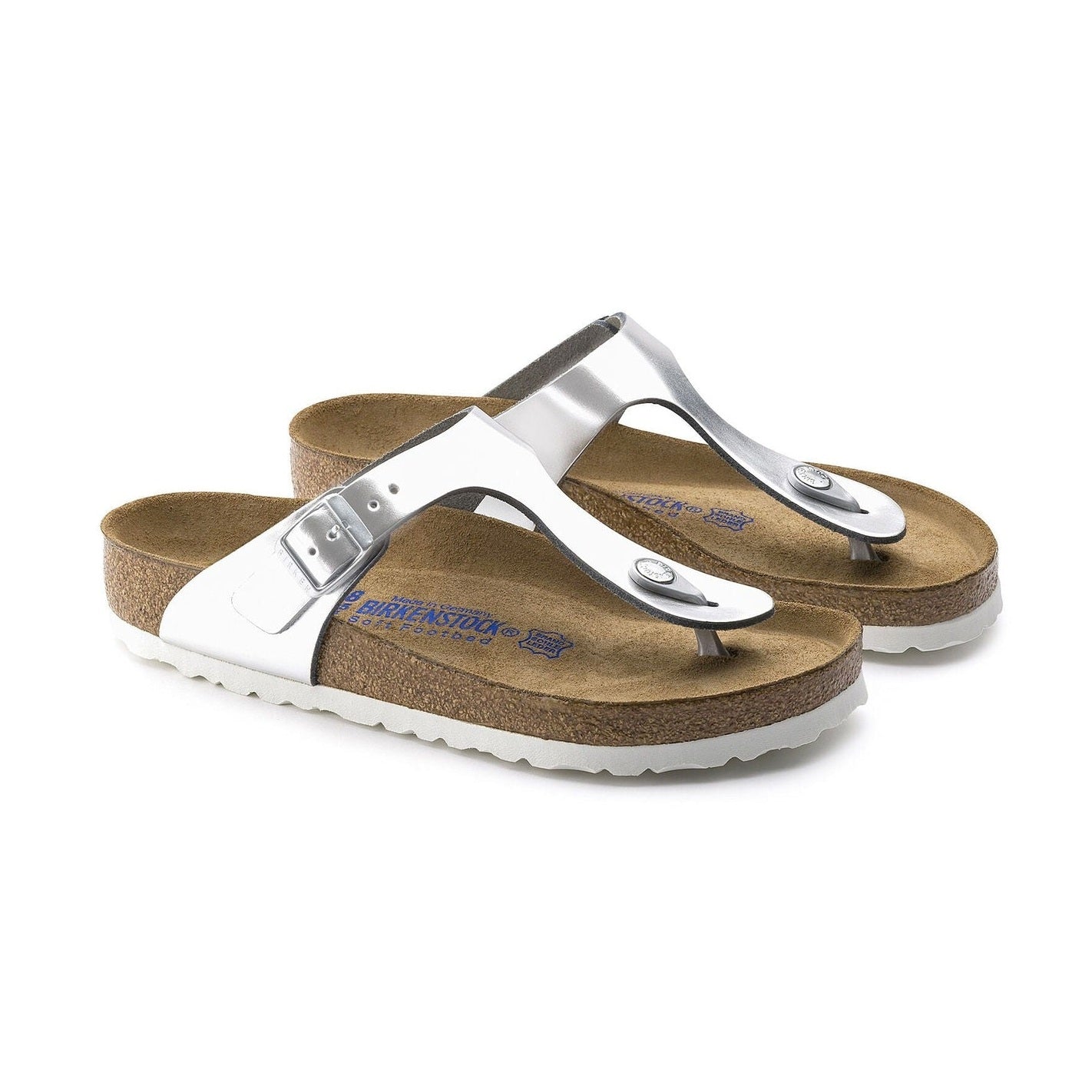 Pelle Nubuck morbida e vellutata con fibbia metallica regolabile Birkenstock Gizeh Classic donna