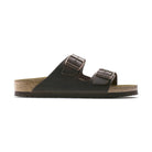 Sandalo Birkenstock Arizona unisex in pelle oliata marrone scuro vista laterale