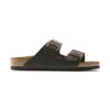 Birkenstock Arizona sandalo unisex in pelle oliata pianta larga marrone scuro vista laterale