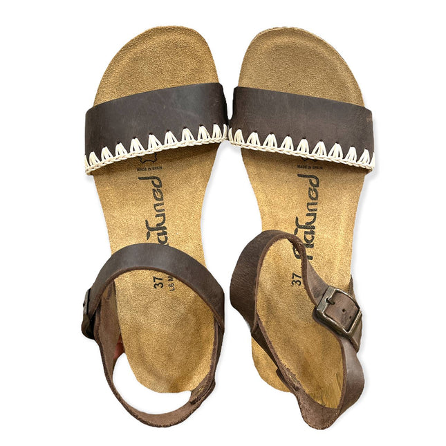 CH19 - Sandalo a fascia larga con cinturino regolabile e zeppa da donna  plantare in lattice anatomico comfort