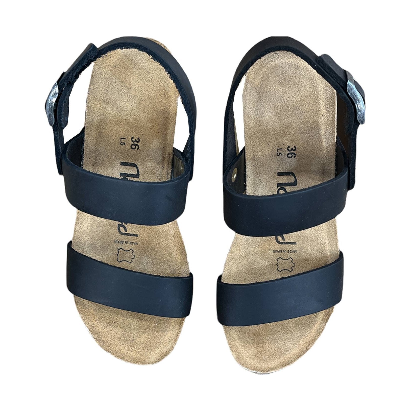 CH22 - Sandalo a fasce con cinturini regolabili e zeppa da donna NATUNED plantare in lattice anatomico comfort