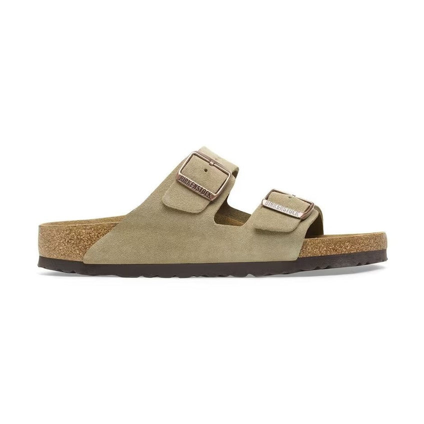 Sandalo Birkenstock Arizona unisex in pelle scamosciata vista laterale
