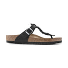 Infradito Birkenstock Gizeh Braided donna in pelle nabuk oliata con motivo intrecciato vista laterale