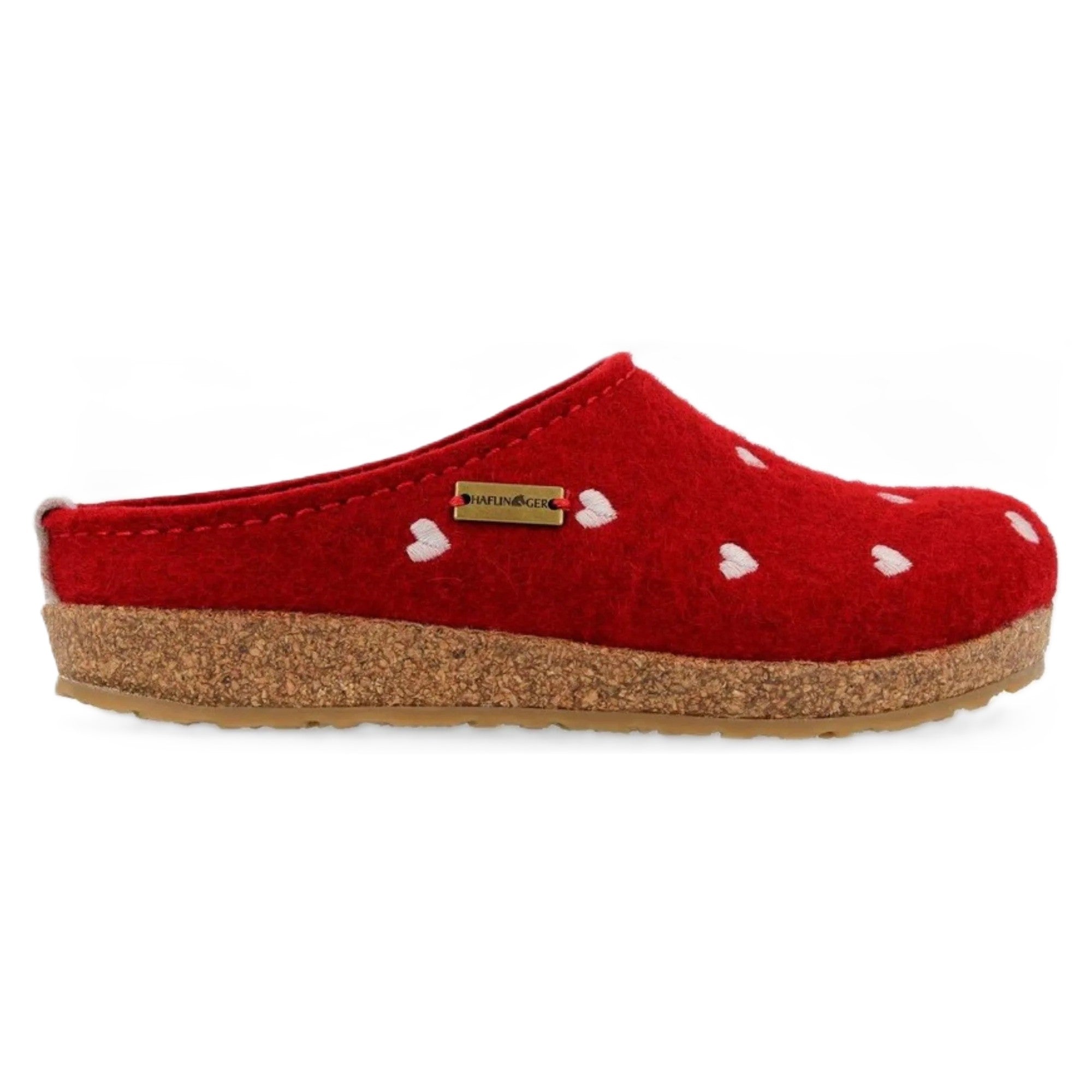 Haflinger Cuoricini Donna Sabot In Feltro Lana Cotta