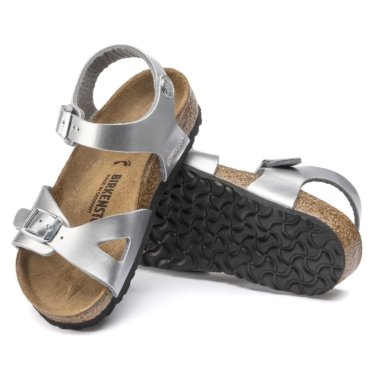 Finitura Metallic effetto metallo elettrico riflettente Birkenstock Rio Kids bambina