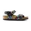 Sandalo Birkenstock Rio Kids bambina in microfibra con cinturino tallone e fantasie scintillanti vista laterale