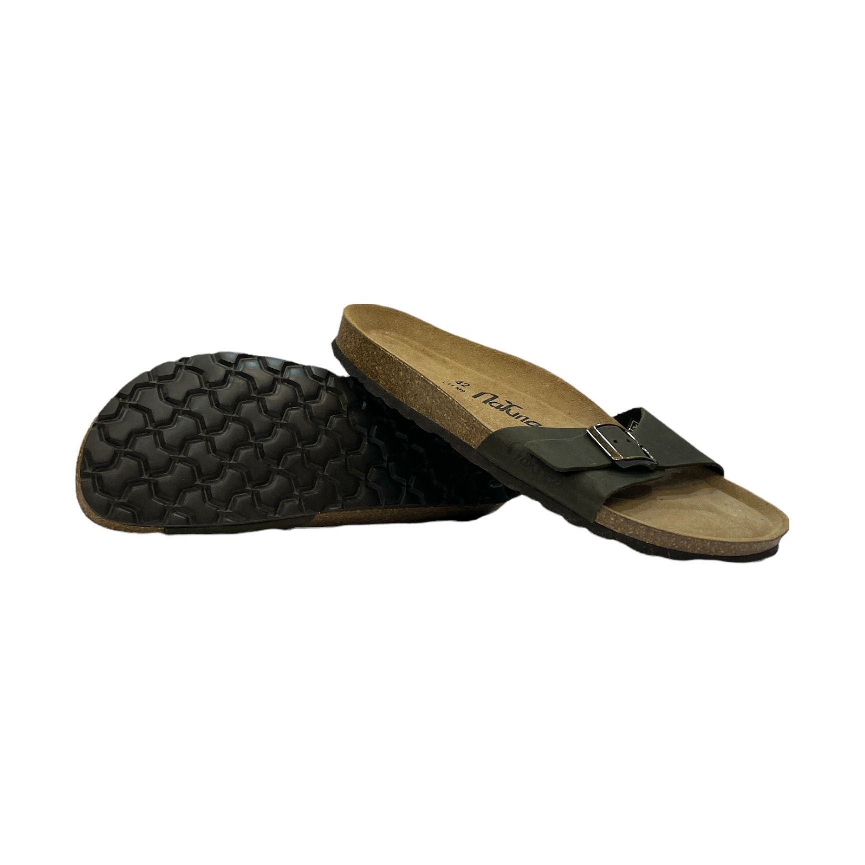CH17-CUOIO Sandalo a fascia larga da donna e da uomo NATUNED con fibbia regolabile plantare in lattice anatomico comfort