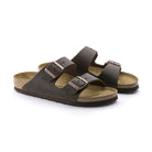 Birkenstock Arizona unisex pelle oliata marrone scuro vista angolata