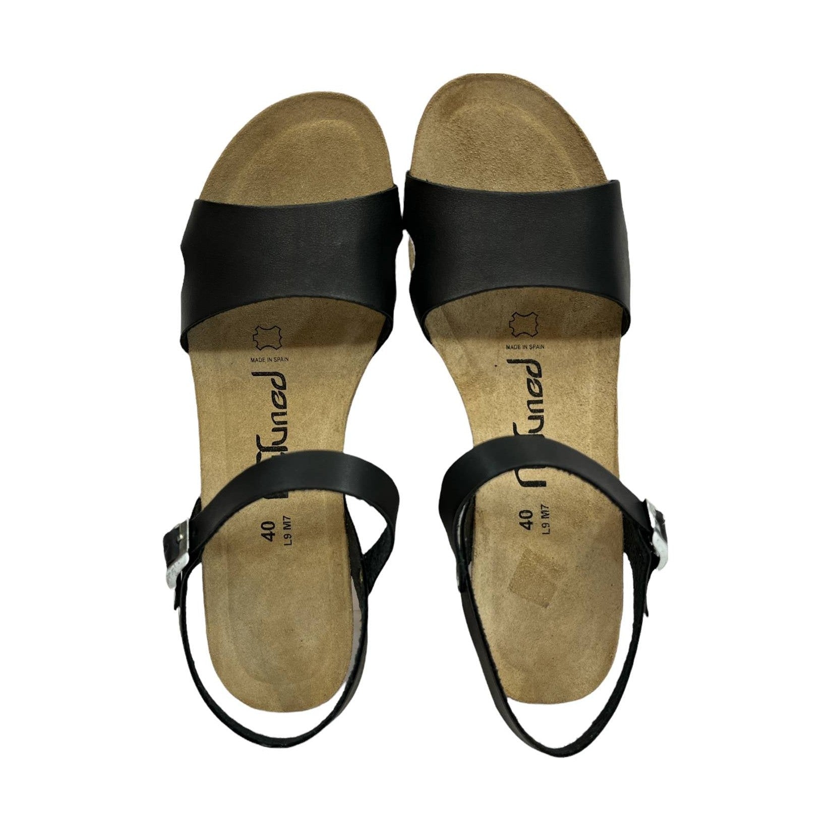 CH09 Sandalo a fascia larga con cinturino regolabile e zeppa da donna NATUNED plantare in lattice anatomico comfort