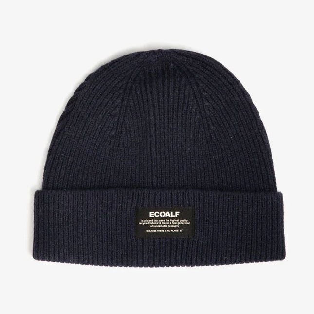 Ecoalf Wool Beanie vista frontale con maglia a coste e bordo sottile