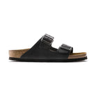 Sandalo Birkenstock Arizona unisex in pelle oliata nera vista laterale