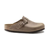 Sabot Birkenstock Boston unisex in pelle oliata taupe vista laterale