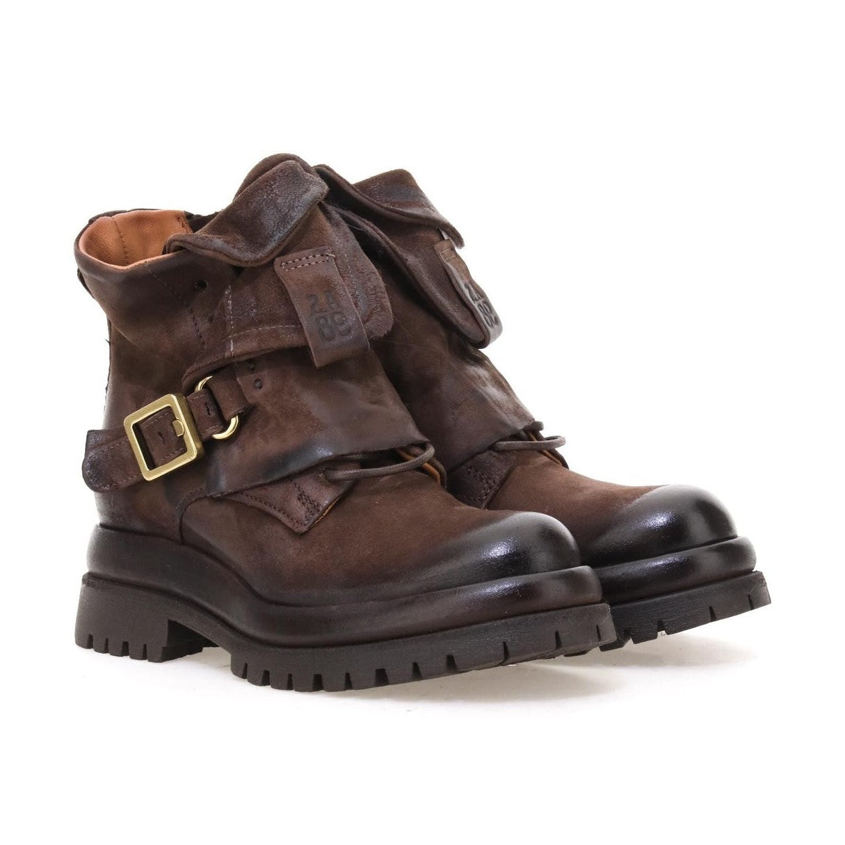 A.S.98 Darryl Donna Stivaletti In Pelle Naturale Vintage